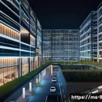 Home 21 마이크로 프론트엔드의 적용 사례 연구 - **Prompt:** "A panoramic shot illustrating the transformation from a complex, towering monolithic so...