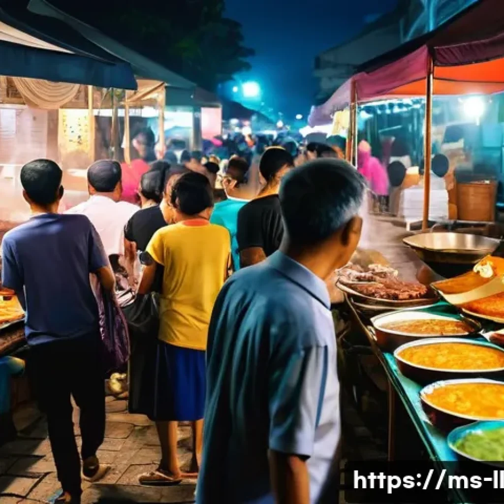 마이크로 프론트엔드의 크로스 도메인 이슈 해결 - **A bustling Malaysian night market scene.** The image should capture the vibrant energy of a typica...