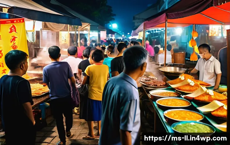 마이크로 프론트엔드의 크로스 도메인 이슈 해결 - **A bustling Malaysian night market scene.** The image should capture the vibrant energy of a typica...